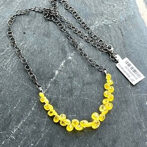One of a kind Yellow Helidor Aquamarine faceted Briolette Beaded Necklace 20”